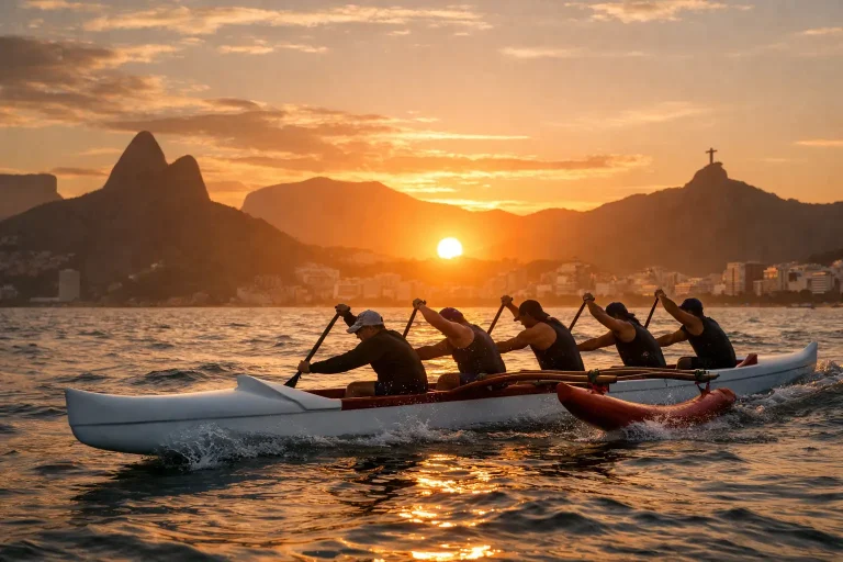 Guia de remada ao pôr do sol no Rio